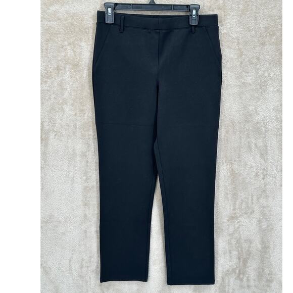 Quince Pants Womens Medium Petite Black Ultra Stretch Ponte Straight Minimalist - Picture 1 of 9